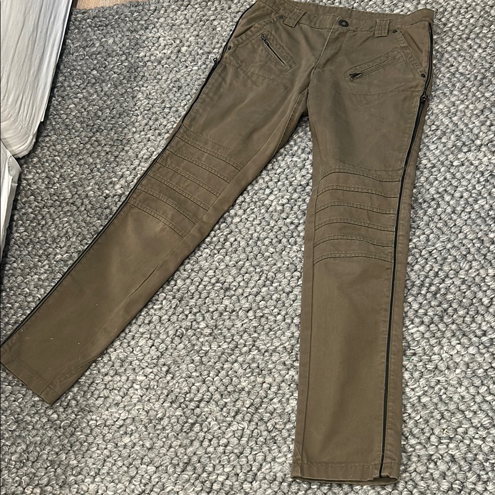 Gazzarrini Italian Design Olive Green Biker Pant Size 48